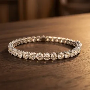 Pulsera de tenis de 11.40 CT, de moda, con diamantes cultivados en laboratorio de corte brillante, de oro blanco de 14K, claridad VVS2, color F, certificado IGI, unisex - Product Image 1