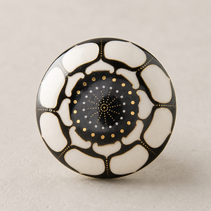 Handcrafted Solid Brass Black and White Round <b>Cabinet</b> <b>Knob</b> Decorative Drawer Pull Wardrobe Door Handle Furniture Hardware Accent - Product Image 1