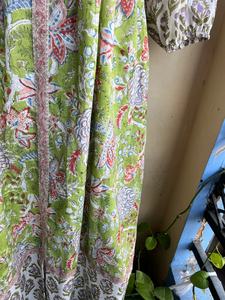 เดรสผ้าฝ้ายคอเหลี่ยมพิมพ์ลายบล็อกมือแบบมิดิเดรส คอเหลี่ยม เดรสลายดอกไม้ เดรสยาวแม็กซี่สำหรับผู้หญิง - Product Image 5