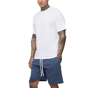 Ensemble de sport d'été tricoté respirant pour homme, T-shirt décontracté en coton et short assorti, conception de logo personnalisé, fusion sans couture - Product Image 5
