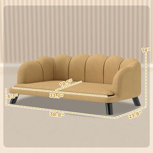 Divano per Animali Domestici Color Caffè con Design a Perle, Letto per Cani di Taglia Media e Grande con Cuscino e Gambe in Legno Massello - Product Image 4