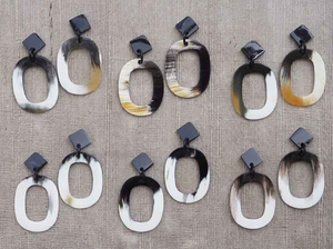 Boucles d'oreilles ZEHRA INDUSTRIES 100% corne de buffle véritable pour femmes, écologiques, style moderne chic, style nautique, longues cornes, artisanat naturel - Product Image 3