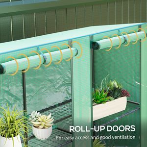 Invernadero Portátil Verde de 56.7'' x 18.9'' x 59.8'' con 3 Estantes y 2 Puertas Enrollables, Cubierta de PE para Jardín - Product Image 6