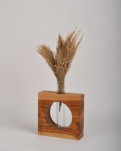 Vase mural rond en bois avec tube en verre, style Art Déco, écologique, fait main, support décoratif pour une seule branche, 4-6 pouces - Product Image 5