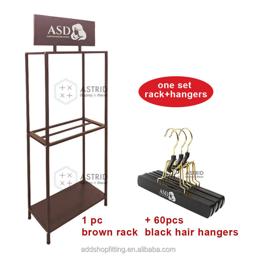 1 pc brown rack + 60pcs black hair hangers