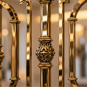 Rampe d'escalier sculptée en or pour hôtels de luxe, villas, escaliers et intérieurs architecturaux contemporains - Product Image 3