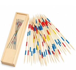 Juego de Palitos de Madera Ecológicos, Varillas Coloridas con Rayas, Caja de Madera, Diseño de Imitación Antigua, Artesanía Calvin, para Fiestas - Product Image 1