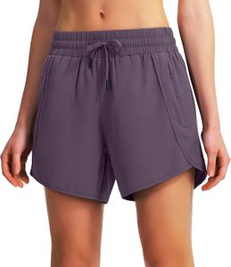 Shorts de sport légers à séchage rapide pour femmes, shorts de course athlétiques à taille haute avec poches zippées et protection UPF 50+ - Product Image 1