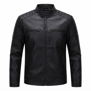 Blouson matelassé en cuir pour homme, col montant, fermeture éclair, chaud et rembourré pour l'hiver 2026 – Vente en gros - Product Image 1