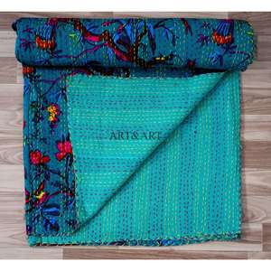 Couvre-lits Kantha vintage modernes et tendance, patchwork ethnique traditionnel, 100% coton, écologiques, faits à la main, imprimés, pour la maison et l'hôtel - Product Image 5