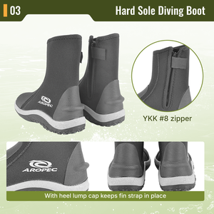 Botas de Buceo de Neopreno de 5 mm con Cremallera YKK, Suela de Goma Antideslizante de 3 Colores, Correa para Aletas, Puntera y Talón Reforzados OEM/ODM - Product Image 4