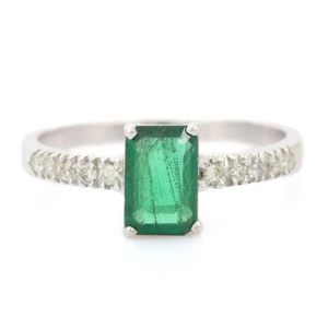 14K Gold Natural Emerald Statement Ring for Women Resizable Constellation Band - Product Image 2