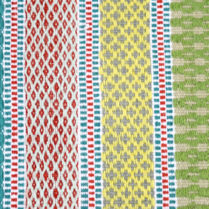 Tapis en laine tissé plat rayé vert turquoise jaune Sorbet Tropical, écologique, antidérapant, fait main, à poils épais, pour - Product Image 4