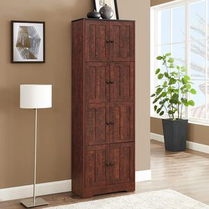 8-Door Tall Storage <b>Cabinet</b> with 4 Shelves <b>Wall</b>-mounted Living Room <b>Cabinet</b> for Kitchen Office <b>Bedroom</b> BathroomWaln - Product Image 1