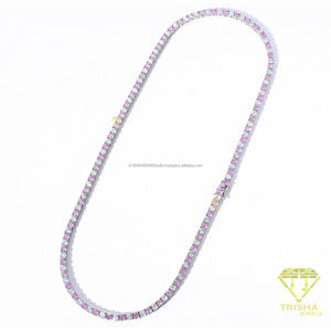 Collar de tenis con diamantes cultivados en laboratorio, rosa y blanco, al por mayor, plata de ley 925, joyería de lujo - Product Image 2