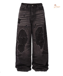 Jeans de Diseñador Personalizados de Alta Calidad Estilo Japonés Hip Hop, Rectos, Rotos, Largos, de Mezclilla Ligera, Holgados, para Hombre y Mujer - Product Image 2