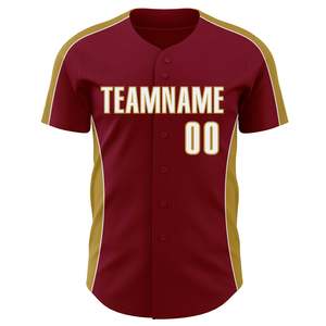 เสื้อเบสบอลสีแดงเลือดหมูแบบขายส่ง ติดกระดุม ผ้าโพลีเอสเตอร์ 160 GSM ระบายอากาศได้ดี ชุดทีม สามารถกำหนดสีและขนาดได้ เสื้อกีฬา - Product Image 2