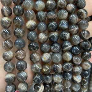 Perles de pierre de soleil gris foncé, perles rondes naturelles en pierre précieuse, pour la fabrication de bijoux, artisanat DIY - Product Image 4