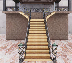Barandilla de Escalera Moderna de Hierro Forjado Personalizada, Detalles Artísticos en Hierro Forjado, Estructura Metálica Resistente, Escaleras Interiores Seguras y Elegantes para Viviendas - Product Image 1