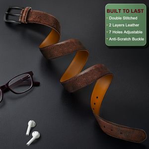 Cinturón de Cuero Reversible para Hombre, Estilo Ejecutivo, Hebilla de Aleación, 3.5cm de Ancho, 105-125cm de Largo, Venta Caliente Cowherd - Product Image 4