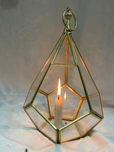 Portavelas de Diseño Único Hecho a Mano, Marco Dorado, Vidrio y Metal, Portavelas Moderno, Diseños Creativos para el Hogar, Navidad - Product Image 4