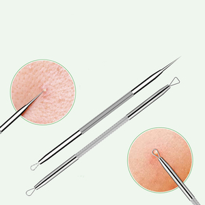 Extractor de Puntos Negros de Doble Punta, Aguja para Eliminar Acné, Limpiador Facial de Poros, Instrumento de Belleza de Acero Inoxidable - Product Image 1