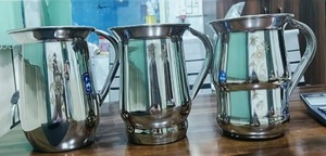 Stainless Steel Water Jug Set Classic Floral Design Reusable Bar <b>Accessories</b> 3 Pieces Metal Drink Dispenser - Product Image 4