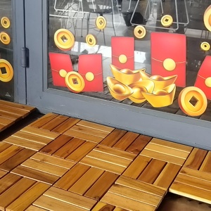 Tarima de acacia de 300 x 300 mm, fácil de instalar, impermeable, sin herramientas, baldosas entrelazadas para decorar balcones, jardines, caminos, interiores y exteriores. - Product Image 5