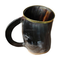 Tasse en corne de buffle naturelle faite à la main de qualité supérieure Style Viking durable pour les fêtes de Noël artisanat de magnésie de la Saint-Valentin