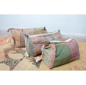 Bag Cotton Kantha Patchwork Pouch Zipper Closure Tassel Fashion Large Capacity Cosmetic Gifts for Her Indian Handmade - Product Image 3