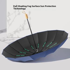 Parapluie pliant manuel haut de gamme à 32 baleines avec revêtement noir, grand format pour femme, double usage soleil et pluie, protection UV, fonction de suspension - Product Image 3