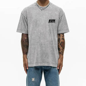 Camiseta Casual de Algodón 100% de Alta Calidad para Hombre, Lavado Ácido, con Logotipo Personalizado, Ecológica y Transpirable, Corte Holgado - Product Image 1