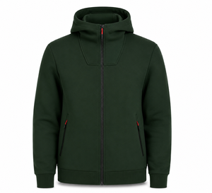 Veste à capuche d'hiver haut de gamme en tissu tricoté uni lavé polyester/coton - Product Image 1