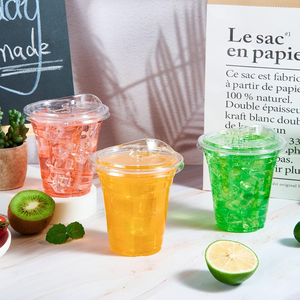 Vasos de Plástico Desechables Transparentes, Libres de BPA, Degradables, con Tapas para Café Helado, Bebidas Frías, Jugos y Smoothies, Ecológicos para Fiestas - Product Image 4