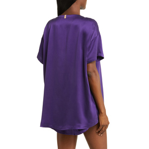 Conjunto de Pijama de Dos Piezas de Manga Corta en Color Personalizado, Ropa de Dormir de Seda y Satén Cómoda, Diseño Personalizado, Pantalones y Camiseta para Mujer - Product Image 2