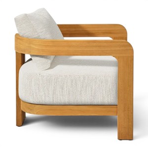 Chaise longue d'extérieur scandinave en teck massif avec coussin imperméable résistant aux intempéries, mobilier pour hôtel et villa, OEM ODM - Product Image 2