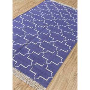 Tapis élégant en coton tissé à la main à tissage plat avec durabilité au quotidien et style intemporel - Product Image 3