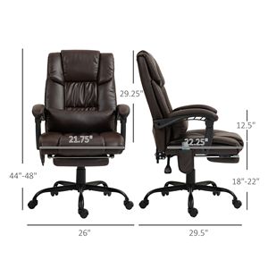 Sedia da Ufficio Ergonomica con Schienale Alto, 6 Punti di Vibrazione, Comoda in Pelle PU e Altezza Regolabile, Marrone - Product Image 3