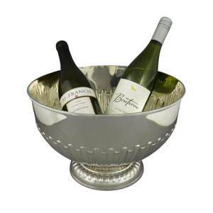 Elegante Cuenco Victoriano Antiguo Plateado con Asas de Cabeza de León, Centro de Mesa Grande con Base para Servir, Enfriador de Vino y Champaña - Product Image 4