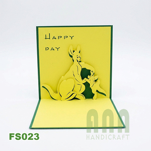 การ์ดอวยพร 3 มิติ ทำมือ งานฝีมือ กระดาษคุณภาพดี ผลิตในเวียดนาม รูปจิงโจ้ สื่อถึงมิตรภาพ ขอบคุณ ของที่ระลึกงานรับปริญญา - Product Image 1