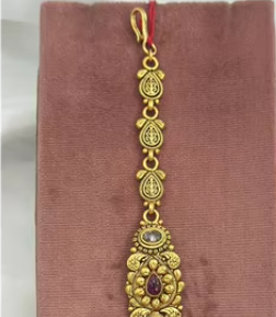 ชาติพันธุ์ที่มีคุณภาพสูงโบราณ916สีทองที่มีเครื่องประดับผม Tikka แบบดั้งเดิมสำหรับคอลเลกชันชุดแต่งงาน - Product Image 2