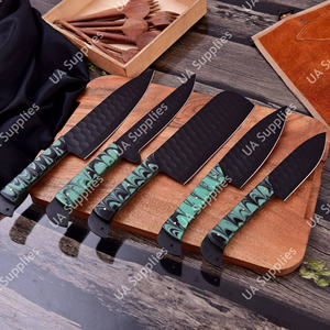 Juego de Cuchillos de Chef Profesionales de 5 Piezas, Hechos a Mano, con Hoja de Acero 12C27, Acabado Mate con Recubrimiento en Polvo, Funda de Cuero - Product Image 2