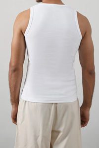 Camisetas sin Mangas Más Vendidas en 2026, Camiseta Deportiva con Logotipo Bordado Personalizado, Camiseta Negra de Tela de Punto Waffle 100% Algodón para Hombre - Product Image 2