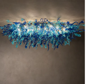 Custom Flexible Blue Crystal Chandelier Decorative Glass <b>Ceiling</b> <b>Light</b> For Luxury Interior - Product Image 1