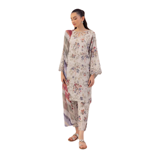 Vestido de Algodón de Diseñador Pakistaní Más Vendido para Mujer, Última Colección Eid en Oferta, Ropa Casual Festiva con Encaje y Botones Naturales - Product Image 1