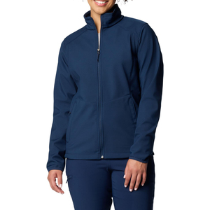 Chaqueta Cortavientos Azul Marino para Mujer, Manga Larga, Cierre de Cremallera, Cuello Alto, Estilo Casual, Color Sólido, Largo Regular, Forro Polar - Product Image 3