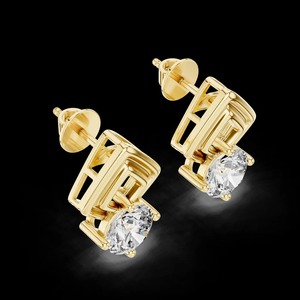 Boucles d'oreilles en moissanite faites à la main, clous géométriques en argent sterling 925, boucles d'oreilles solitaires imposantes - Product Image 4