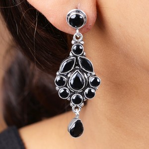 Factory Direct Price Wholesale Oxidized <b>Silver</b> Multi Stone <b>Dangle</b> <b>Earrings</b> for Women | Bulk Supplier Premium Quality Hot Selling - Product Image 4