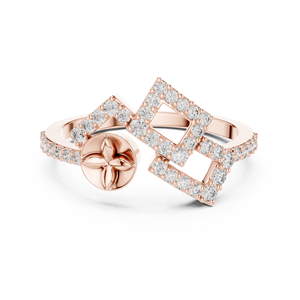 Anillo de Diamantes Cultivados en Laboratorio AURORA SQUARE BLOOM, Juego de Anillos de Oro Amarillo Sólido de 18 Quilates con Baño de Rodio, para Mujer, Boda, Fiesta, Evento Glamuroso, Regalo - Product Image 6