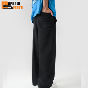 Pantalon de jogging pour homme personnalisé, 100% Coton, grammage lourd, coupe ample et oversize, double taille, jambe large, teint uni, décontracté - Product Image 5